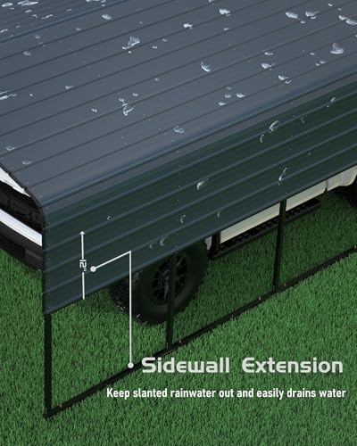 GAOMON 13' x 21' x 10' Heavy Duty Metal Carport, Galvanized Steel Roof and Reinforced All-Metal Frame, Permanent Shed for Agricultural Machinery, Cars, Boats, Trucks, and Tractors; N.W. 600 lbs