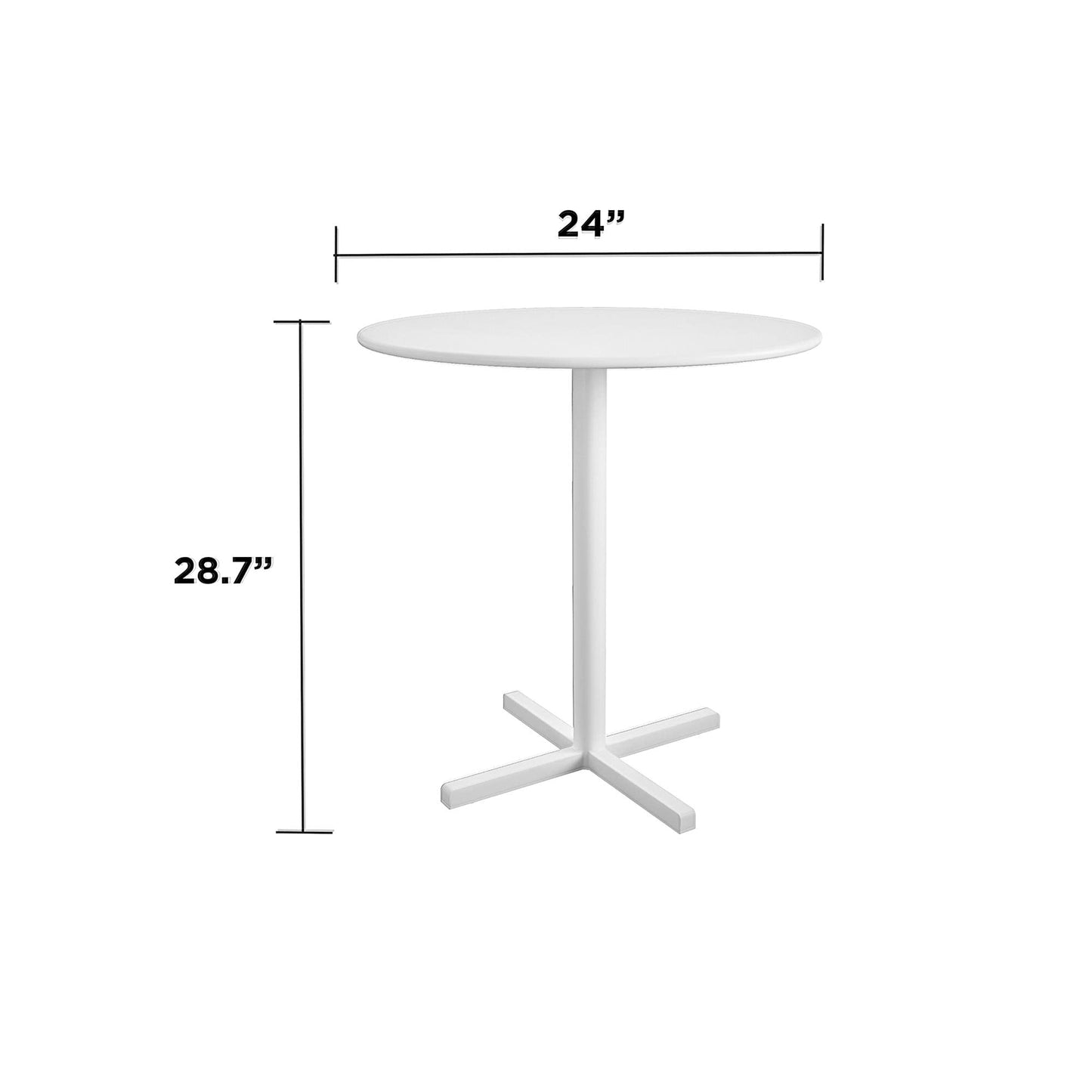 COSCO 88852WHT1E Round Indoor/Outdoor Steel Bistro Table, 24", White