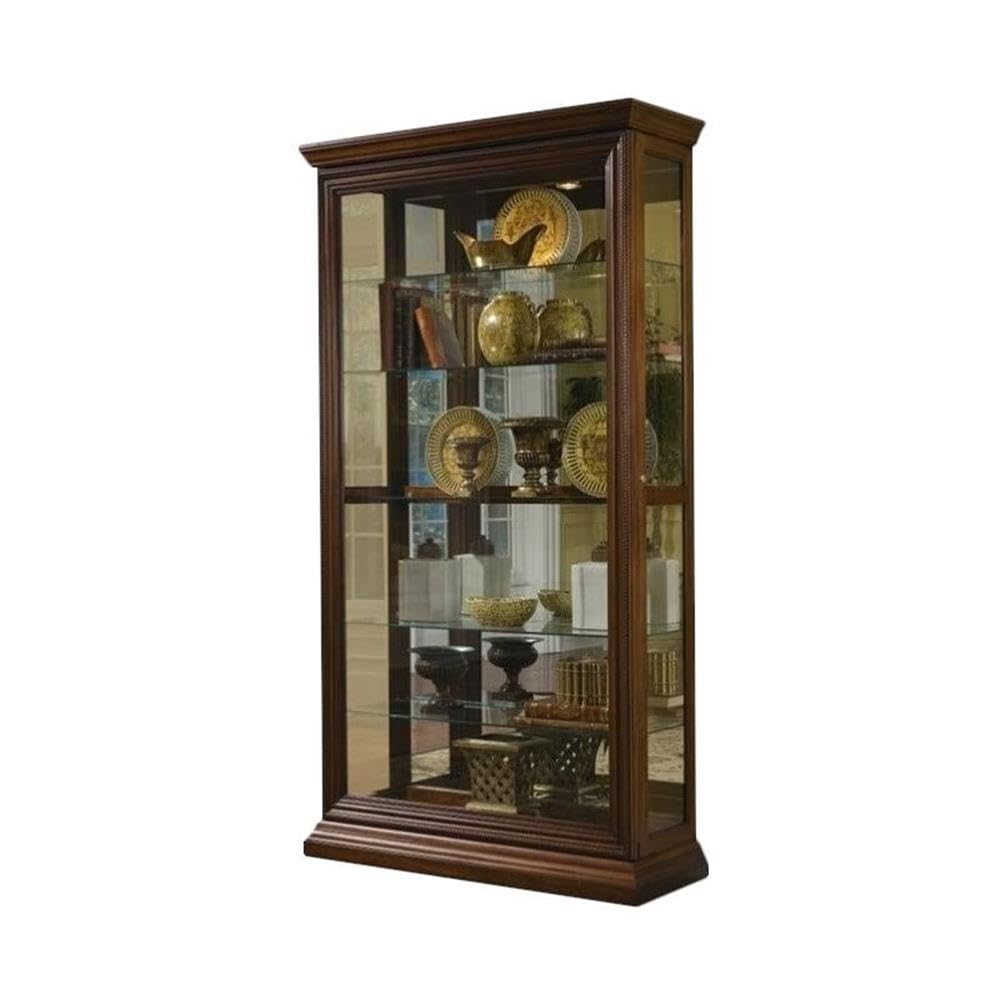 Pulaski Two Way Sliding Door Curio, 43 by 16 by 80-Inch, Brown