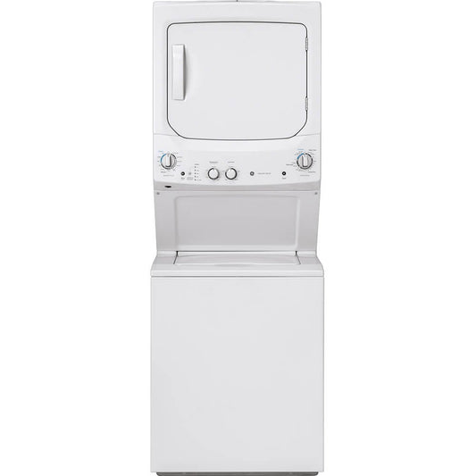 GE GUV27ESSMWW Unitized Spacemaker 3.8 Washer with Stainless Steel Basket and 5.9 Cu. Ft. Capacity Long Vent Electric Dryer, White