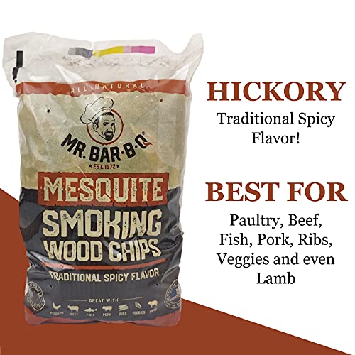 Wood Smoker Chips Bundle of 3 Flavors - Apple, Mesquite & Hickory Wood Chip for Smokers, Can be Use on Gas, Charcoal Grill, Smoke Wood Chips for Grilling, BBQ & Camping by Mr. Bar-B-Q(3 x 1.6 Lb Bags)