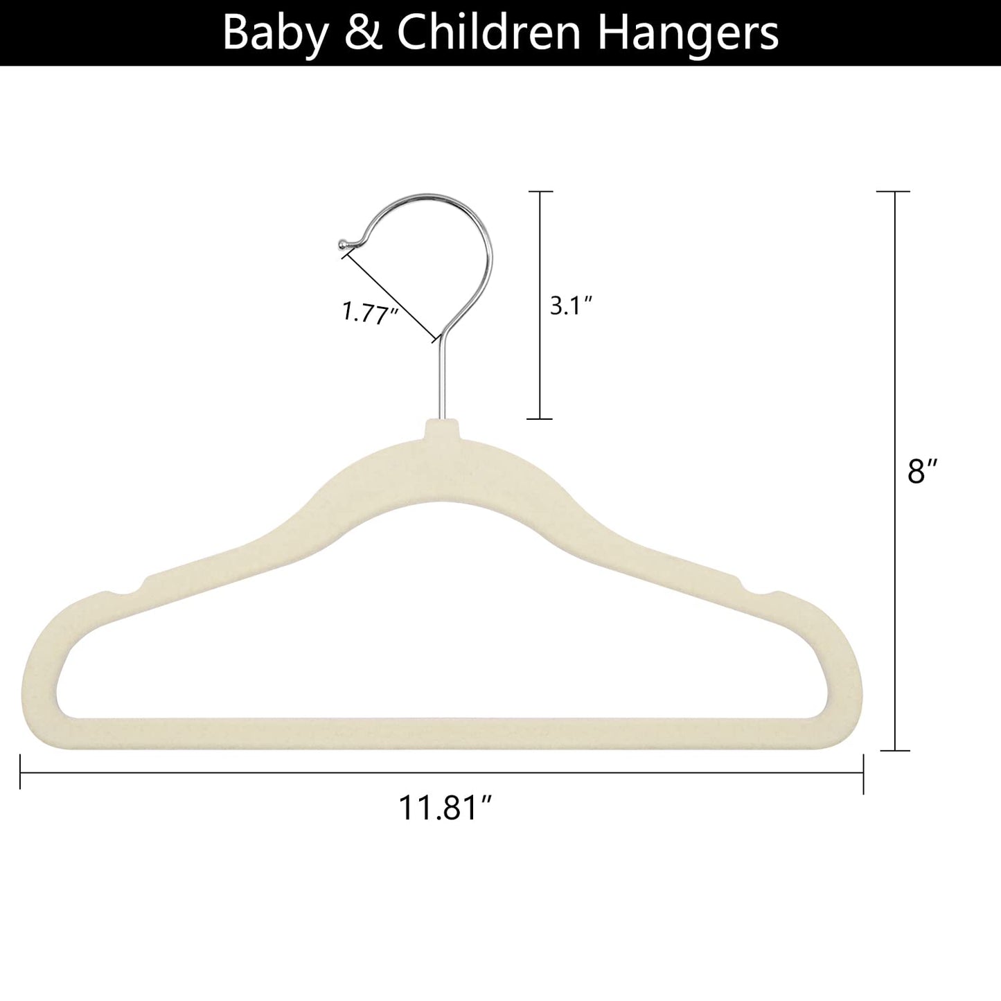 GoodtoU Kids Hangers Velvet 50 Pack -Baby Felt Hangers Non Slip Toddler Hangers Childrens Hangers for Kid Beige