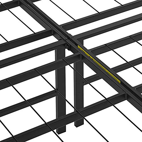 Amazon Basics Foldable Metal Platform Bed Frame, Tool-Free Setup, Queen Size, 14" High, Steel Support, Black