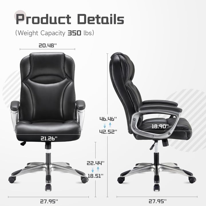 AYEASY 66'' Home Office Desks and Office Chair Set, Computer Desk with Storage with 350lbs Ergonomic Office Chair, Office Desk with PU Leather Gaming Computer Chairs, Work Desk with Executive Chair