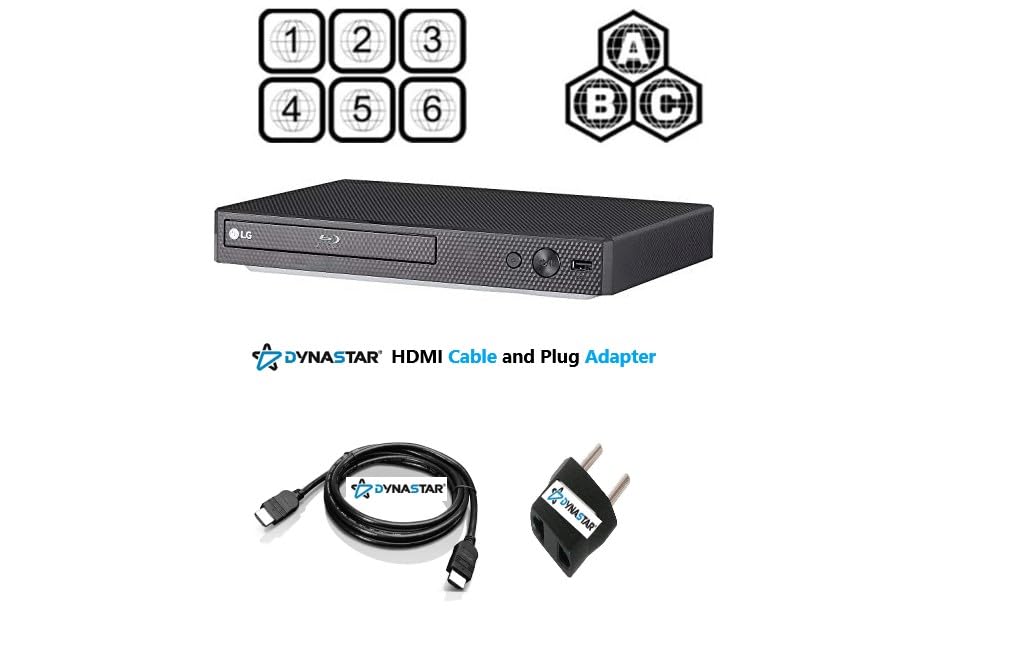 LG BP Region Free Blu-ray Player, Multi Region 110-240 Volts, Dynastar 6 Foot HDMI Bundle