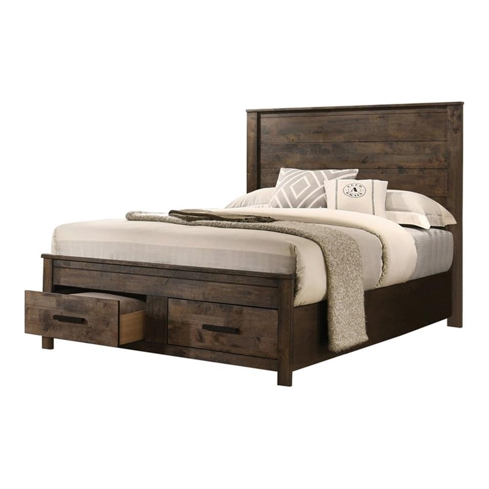 Coaster Woodmont Eastern King Bed 5-Piece Set, Rustic Golden Brown