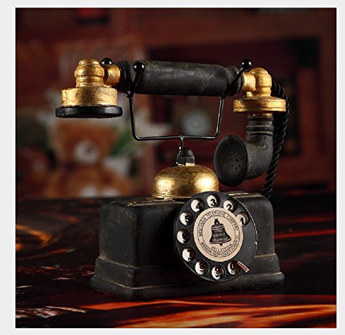 7 inch Creative Retro Telephones European Resin Rotary Dialing Telephone Decoration Cafe Bar Window Decorative Home Decoration Props (L: 7 1/4 inch X W: 3 1/8 inch X H: 6 1/4 inch)