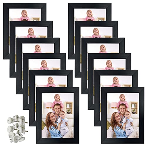 Giftgarden 12 Pack 3.5x5 Picture Frame Black, Multiple 3.5 x 5 Photo Frames Bulk for Tabletop Display or Wall Hanging