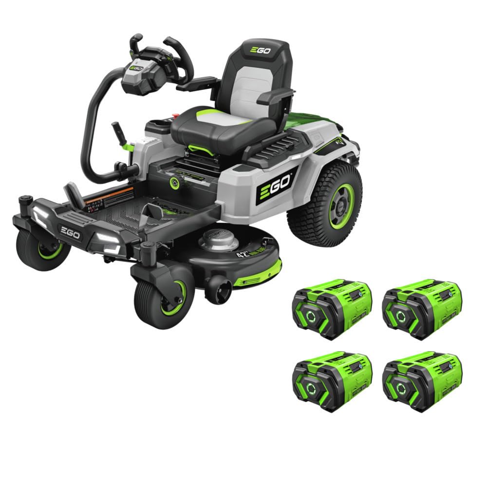 EGO Power+ ZT4205S 42-Inch 56-Volt Lithium-ion Cordless Zero Turn Radius Mower with e-Steer™ Technology with (4) 12.0Ah Batteries and Charger Included