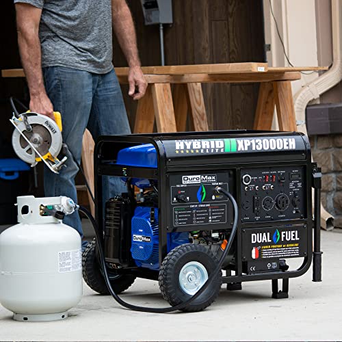 DuroMax XP13000EH Dual Fuel Portable Generator 13000 Watt Gas or Propane Powered Electric Start-Home Back Up, Blue/Gray