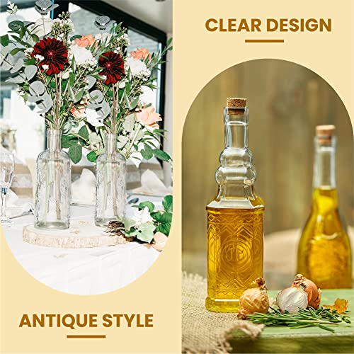 BULK PARADISE Assorted Clear Glass Bottles with Corks, 6 Pack, 2.5in X 9in, 16oz