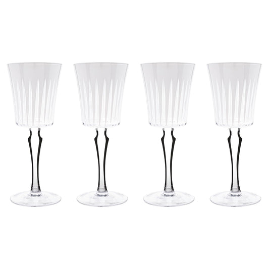 Vikko Water Glasses, Timeless Collection 8 Ounce Elegant Water Glass for Fine Dining, Set of 4 White Goblets with Stem, Dishwasher Safe