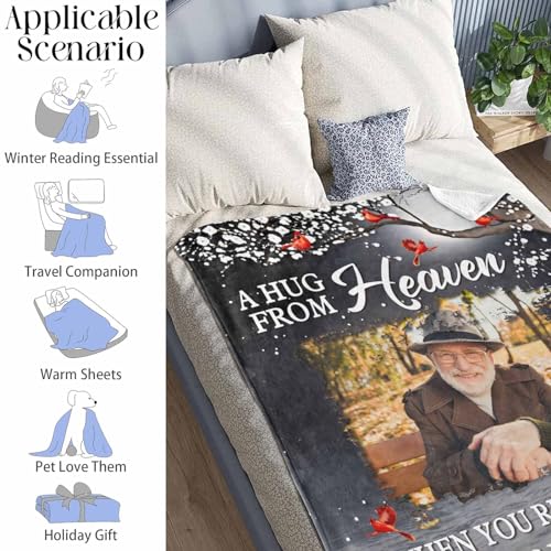 YDQHLQW Custom Memorial Blanket with Photos for Loss of Loved One, in Loving Memory Personalized Sympathy Blanket for Loss of Dad Mom Husband Wife Friend in Memory of Loved One Gifts, Made in USA