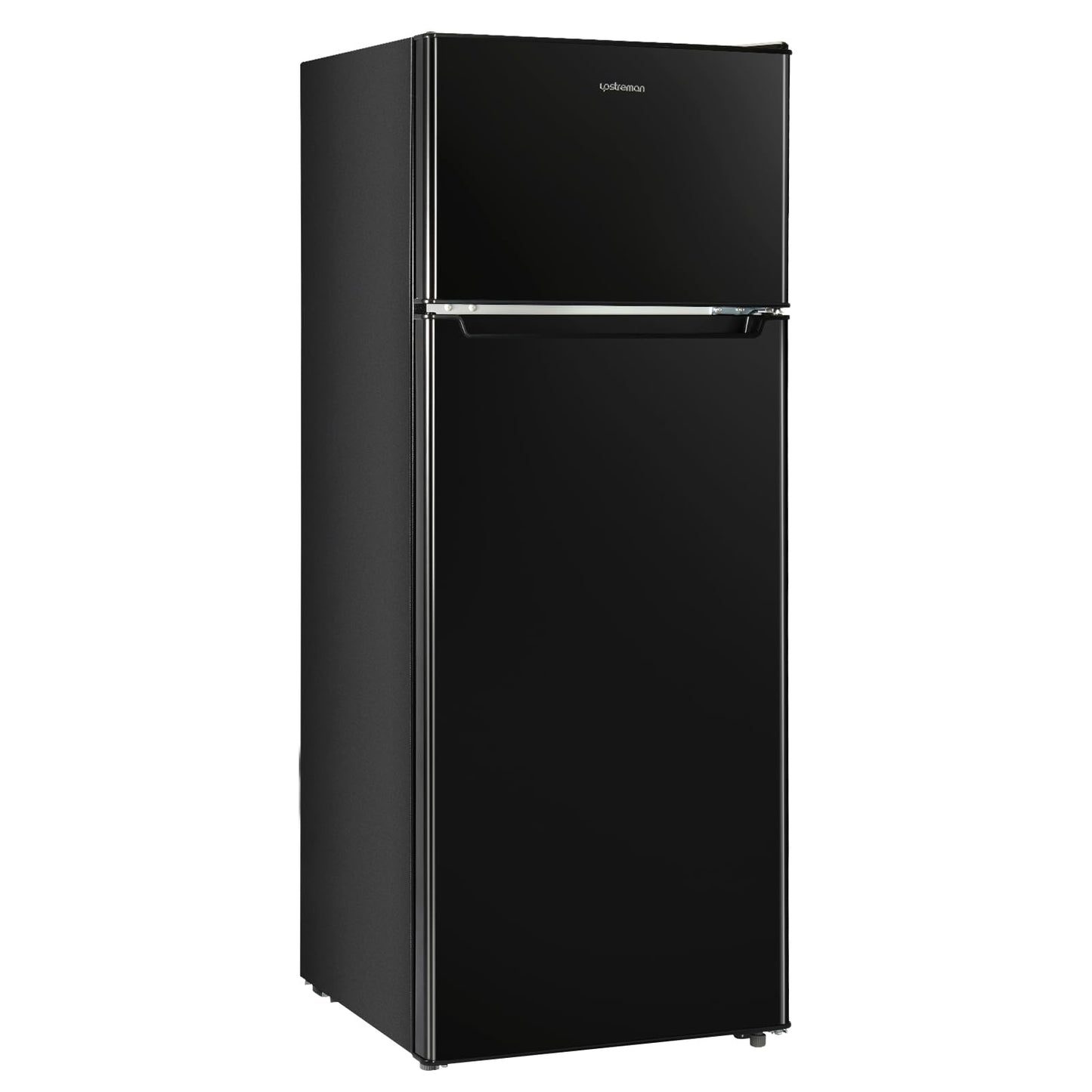 Upstreman 7.7 Cu.Ft. Refrigerator with Freezer, Double Door Refrigerator, Adjustable Thermostat, Large Capacity, Reversible Door Swing, Refrigerator for Apartment, Office, Dorm, Black（BD75）