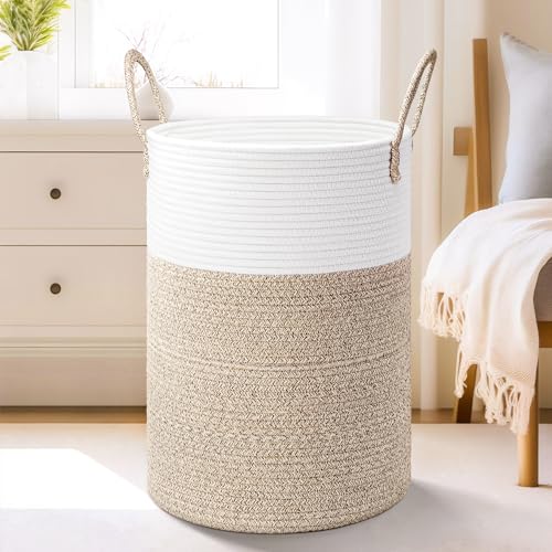 Artfeel Laundry Basket,Woven Cotton Rope Laundry Hamper,60L for Decor Storage of Dirty Clothes,Toys and Blankets in Bathroom,Baby Room and Living Room