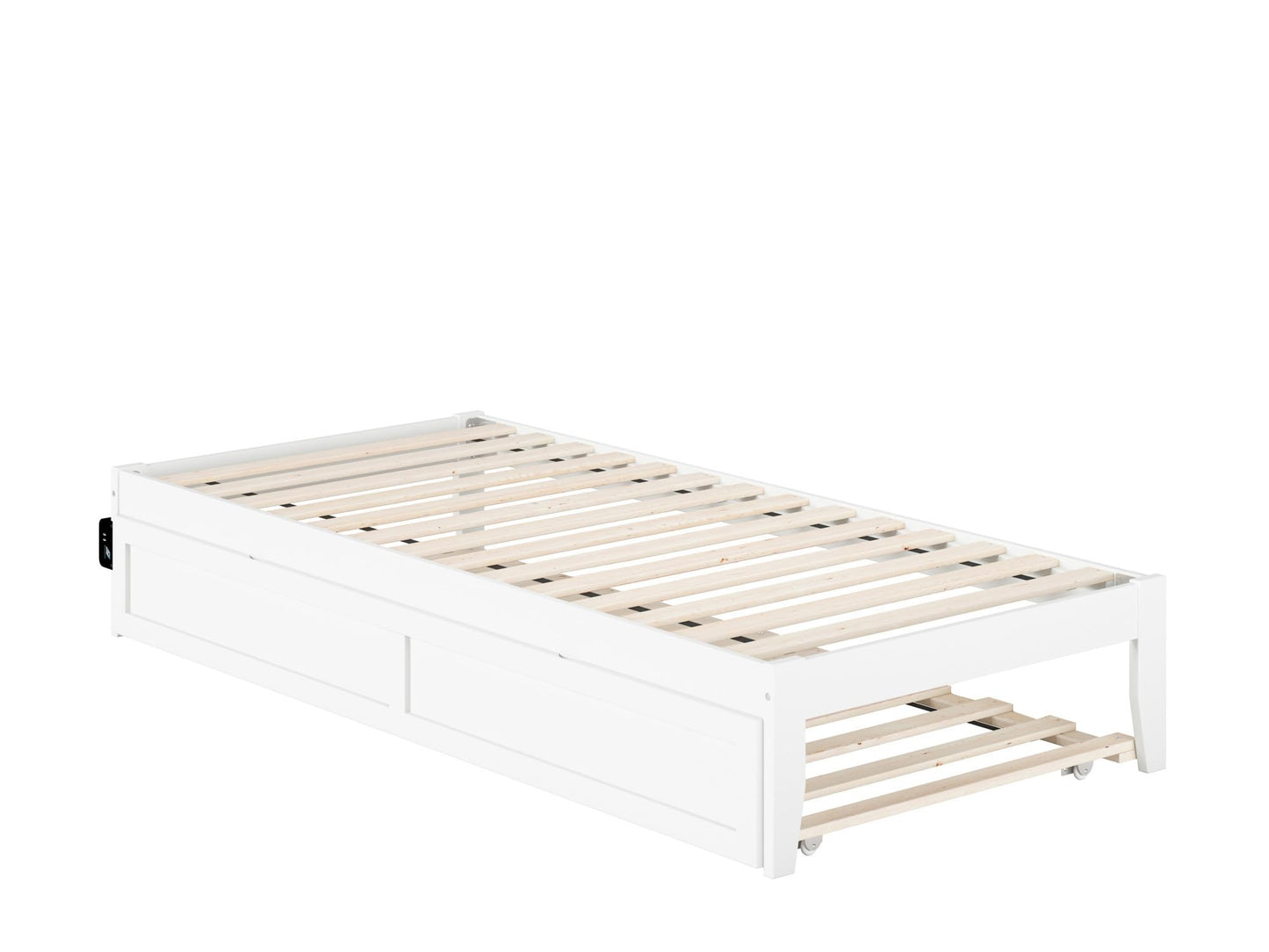 AFI Colorado Twin XL Size Platform Bed with Twin XL Trundle and Charging Station in White