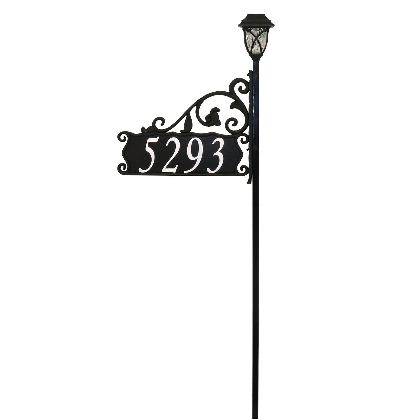 Address America USA Handcrafted Boardwalk Customized Double-Sided Reflective Home Address Sign For Yard and Solar Decorative Light For 911 Number Visibility - 48" Pole - SL