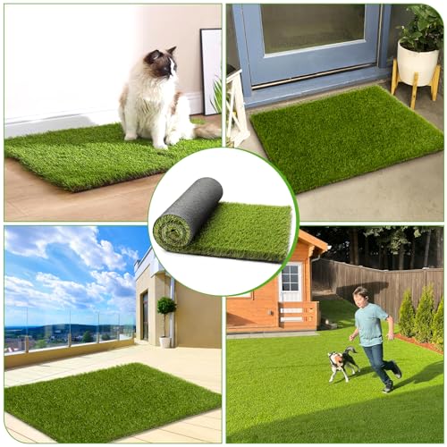 CooRug Artificial Grass, 30 x 18 Inches Fake Grass for Dogs, Reusable Dog Grass Pee Pads with Drainage Holes for Dog Potty Training Outdoor Indoor Door Mat Decoration