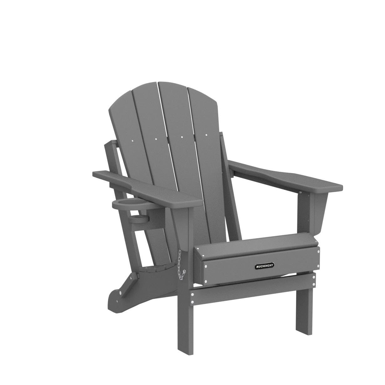 MUCHENGHY Folding Adirondack Chairs HDPE Weather Resistant, Patio Firepit Chairs, Sturdy Outside Chairs, Lawn Chairs, 15min Assembly 380lb Grey