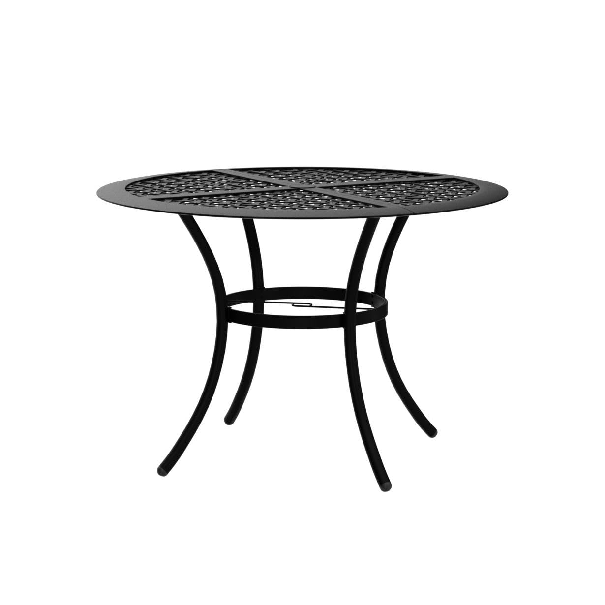 LOKATSE HOME 42.1" Outdoor Round Cast Wrought Iron Patio Metal Dining Table with Umbrella Hole, Steel Frame for Backyard Lawn Balcony Deck, Black