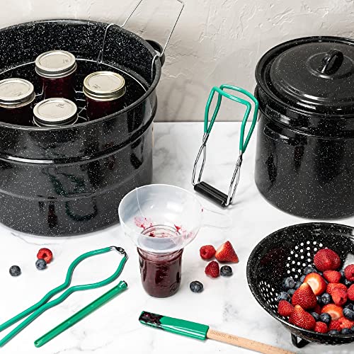 Granite Ware Enamel-on-steel 12-Piece Canner Kit, Includes 21.5 qt. Water Bath Canner with lid, Jar Rack, Blancher, Colander & 5 pc. Canning Tool Set