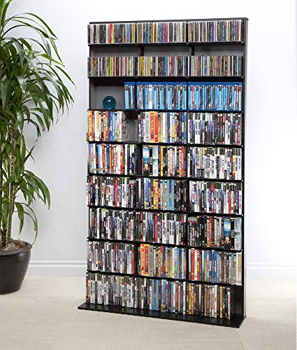 Atlantic Elite Media Storage Cabinet - Large Tower, Stores 837 CDs, 630 Blu-Rays, 531 DVDs, 624 PS3/PS4 Games or 528 wii Games with 9 Fixed Shelves, PN35435725 in Black