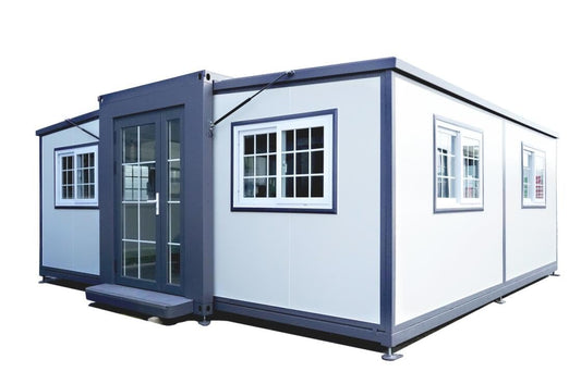 Portable Prefabricated Tiny Home 19x20ft, Mobile Expandable Plastic Prefab House for Hotel, Booth, Office, Guard House, Shop, Villa, Warehouse, Workshop (with Restroom)