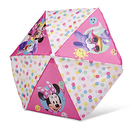 Delta Children 4 Seat Activity Picnic Table with Umbrella and Lego Compatible Tabletop, Minnie Mouse