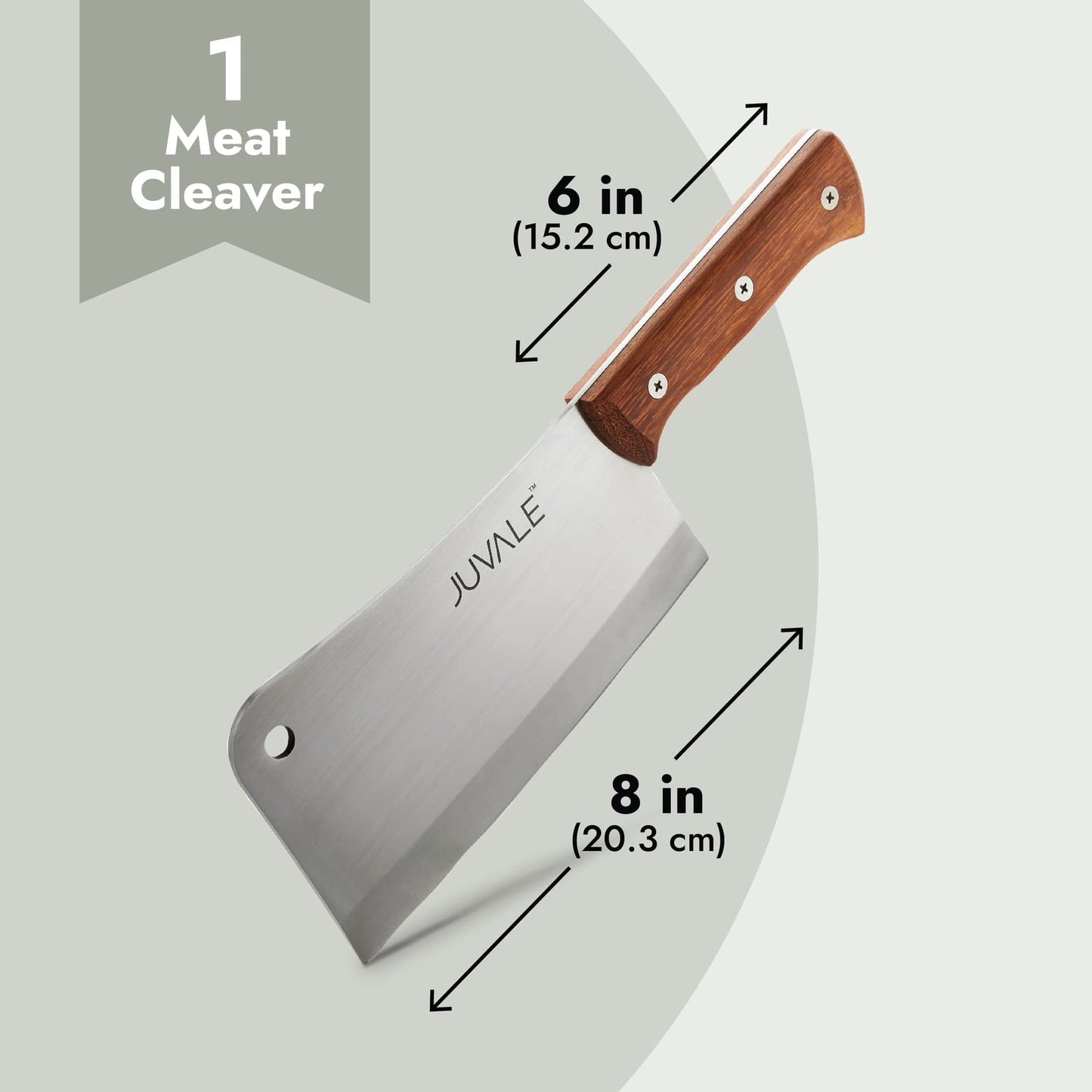 Juvale Meat Cleaver Bone Chopper for Chef, Meat Cutting - Heavy Duty Butcher Knife with Wooden Handle for Kitchen (8 Inch)