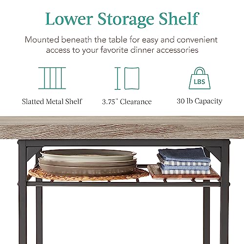 Best Choice Products 3-Piece Modern Dining Set, Space Saving Dinette for Kitchen, Dining Room, Small Space w/Steel Frame, Built-in Storage Rack - Gray