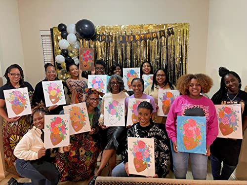 Essenburg Pre Drawn Canvas LADY AFRICA Paint Kit | Adult & Teen Sip and Paint Party Favor | DIY Date Night Couple Activity (S 8x10 CANVAS ONLY)