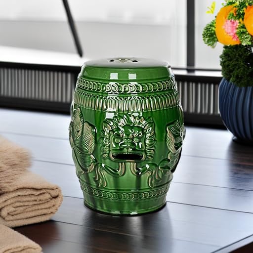 SAFAVIEH ACS4505A Chinese Dragon Ceramic Decorative Garden Stool, Green