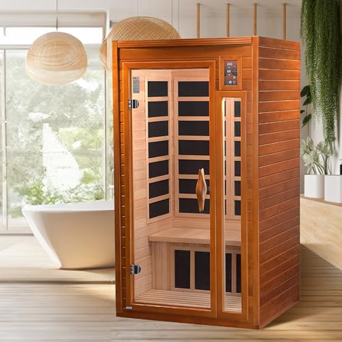 DYNAMIC SAUNAS Barcelona 2 Person Low EMF FAR Infrared Sauna for Home with Chromotherapy Lighting with Red Light Feature and LED Control Panel