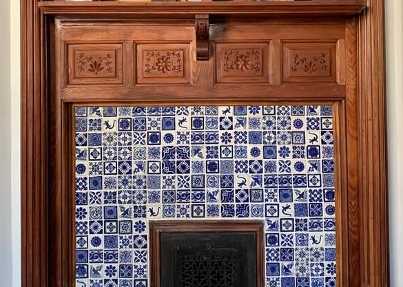 25 Hand Painted Decorative Talavera Mexican Tiles 2"x2" White and Blue