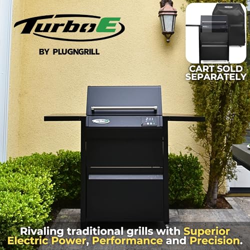 Turbo E Outdoor Electric Grill by PLUGNGRILL - High-Power 1700W Infrared Grill Technology - 24-Inch Smart BBQ Grill with Probe & Digital Display for Precise Cooking & Searing