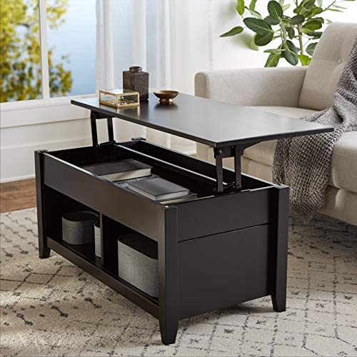 Amazon Basics Lift-Top Storage Rectangular Coffee Table, Black, 40 in x 18 in x 19 in
