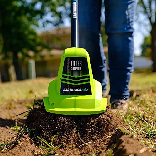 Earthwise Power Tools by ALM TC70020IT 20-Volt 7.5-Inch Cordless Electric Garden Tiller Cultivator, (2AH Battery & Fast Charger Included), Green
