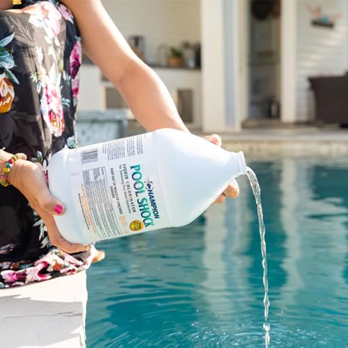 CPDI Champion Pool Shock 12.5 Commercial-Grade Liquid Chlorine, Quick-Acting Sanitizer for Pools, No Mixing Required, 1 Gallon, Pack of 4