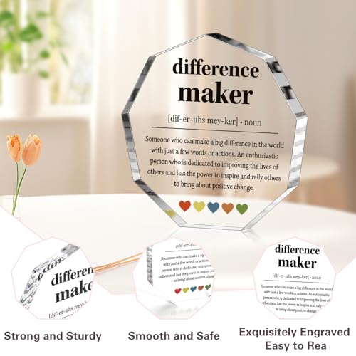 Eterfordista Thank You Gifts for Difference Maker Appreciation Birthday Gift for Leader Boss Mentor Staff Employee Coach Manager Coworker Teacher Difference Maker Definition Decorative Signs Plaques