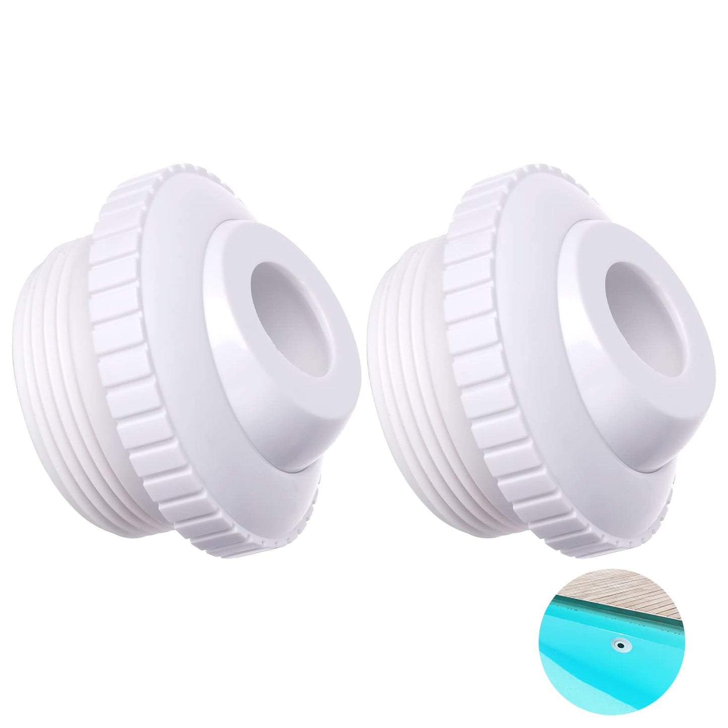 Thinp 2 Pieces Pool Jet Nozzles, 3/4" Directional Flow Eyeball Inlet Jet, Swimming Pool Return Jet Replacement Parts Fittings Spa with 1-1/2 Inch MIP Thread Pool Accessories for Cleaning