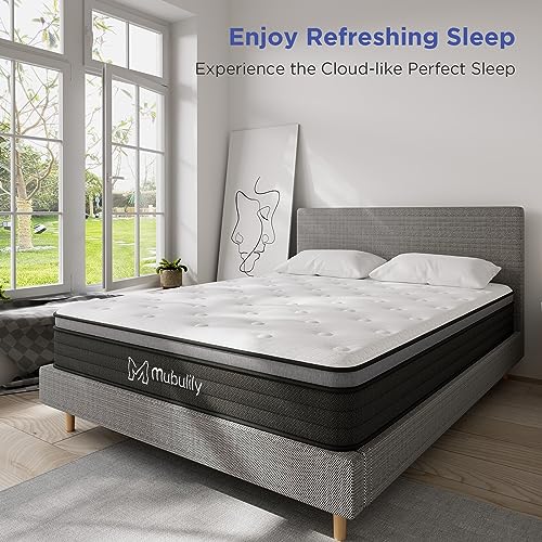 Mubulily Queen Mattress,10 Inch Hybrid Mattress in a Box with Gel Memory Foam Mattress,Individually Wrapped Pocket Coils Innerspring Mattress,Pressure Relief,Back Pain Relief,CertiPUR-US.