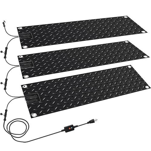 Timgle 3 Pcs Snow Melting Walkway Mat, 10" x 30" Non Slip Rubber Heated Mat with Power Cord, 2 in/h Speed Snow and Ice Heated Pad for Winter Outdoor Stairs, Steps, Doorways, Walkways, Driveway