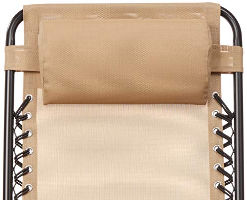 Amazon Basics Outdoor Textilene Zero Gravity Folding Lounge Rocker with Pillow, 37 x 38 x 25 inches, Beige