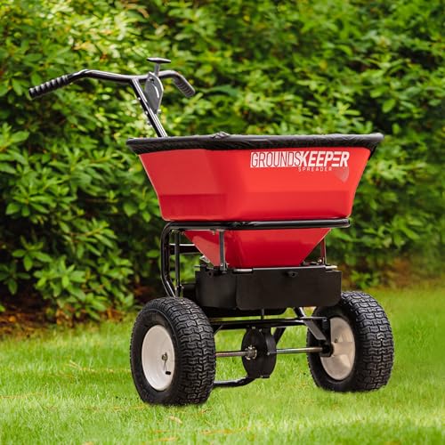 Buyers Products Multi-Purpose Walk Behind Push Spreader 3039632R Grounds Keeper, 100 Pound Capacity, Multi Use Tool for Grass Seed, Salt, De-Icer, Fertilizer and Seeds