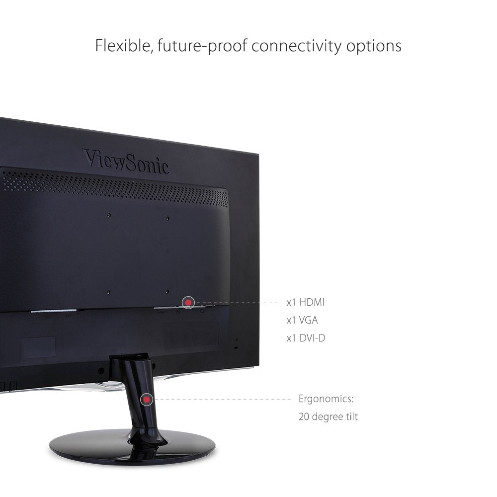 ViewSonic VX2452MH 24 Inch 2ms 60Hz 1080p Gaming Monitor with HDMI DVI and VGA inputs,Black