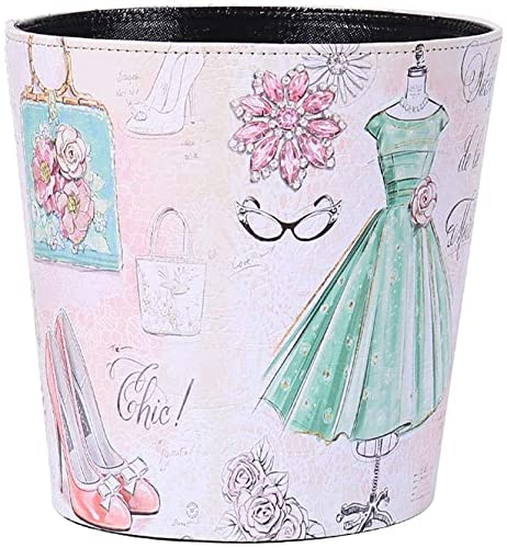 Trash Can Home Bedroom PU Leather Wastebasket，Retro Decorative Trash Can Waste Paper Basket Kitchen Garbage Can Living Room Waste Container Office Waste Bin Bedroom Recycle Bin Step Trash can (Color