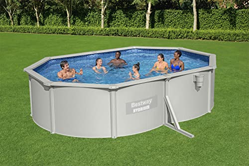 Bestway Hydrium Galvanized Steel Wall Above Ground Pool Set 16'5" x 12' x 48" | Semi-Permanent, Year-Round Oval Swimming Pool | Includes Sand Filter, Skimmer, Ladder, Ground Cloth, Cover