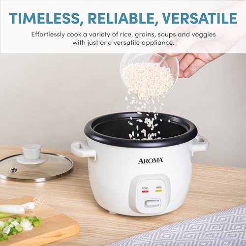 Aroma Housewares 4-Cups (Cooked) / 1Qt. Rice & Grain Cooker (ARC-302NG), White