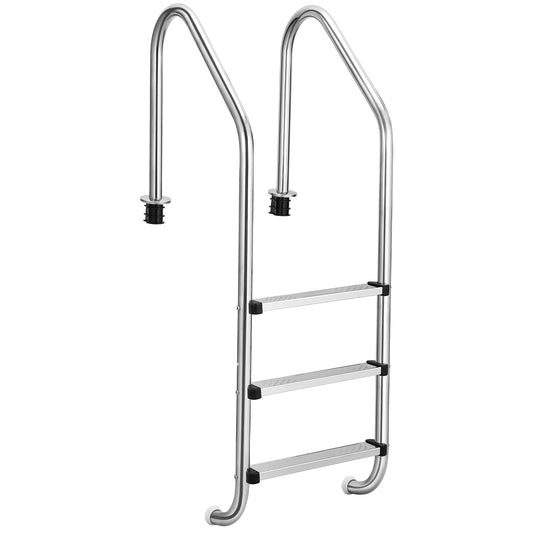 Pool Ladder, 304 Stainless Steel Swimming Pool Ladder, Heavy Duty Pool Escalator, Pool Pedal Ladder, for Above Ground Pools Stair Entry System, with Handrails (3 Step)