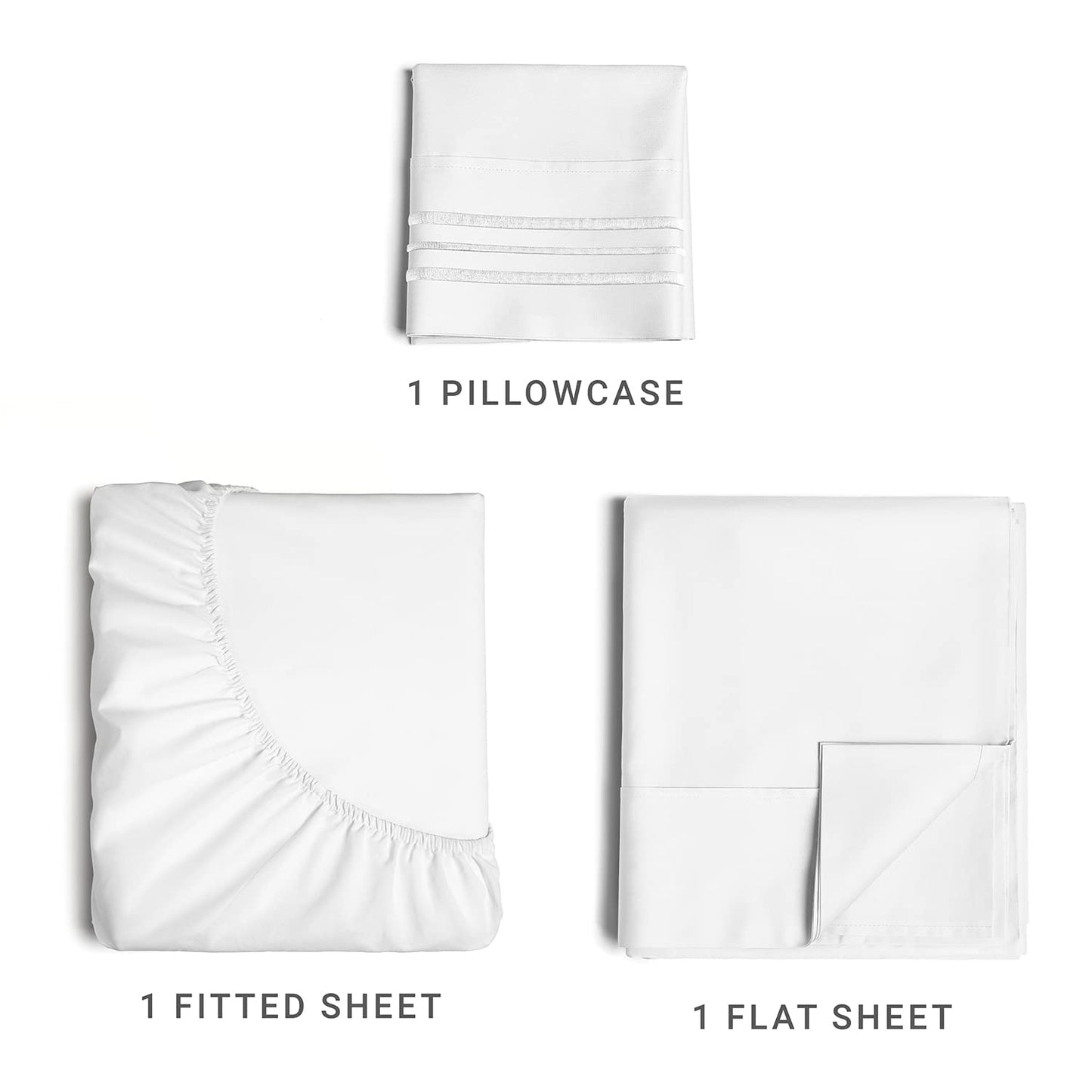 Twin Size 3 Piece Sheet Set - Comfy Breathable & Cooling Sheets - Hotel Luxury Bed Sheets for Women & Men - Deep Pockets, Easy-Fit, Extra Soft and Wrinkle Free Sheets - White Oeko-Tex Bed Sheet Set